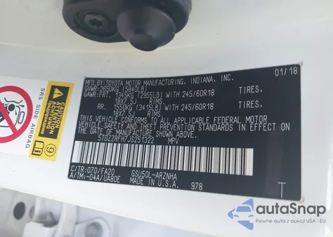 2018 Toyota Highlander Le Plus from USA, damaged, VIN 5TDZZRFH7JS251322